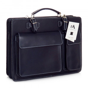 Servieta din piele naturala, model DiAmanti Rovigo Blu Scuro